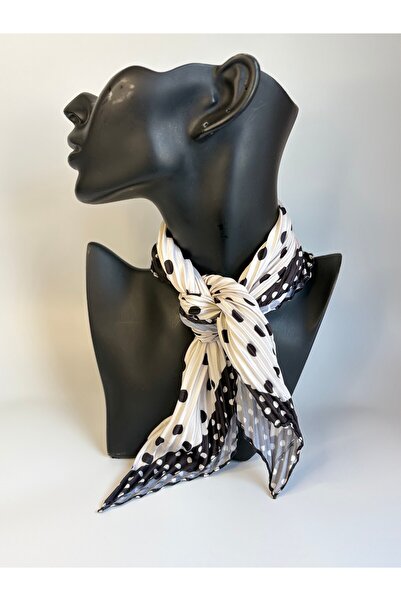 BHR AKSESUAR Pleated Patterned Square Scarf (45X45 cm)