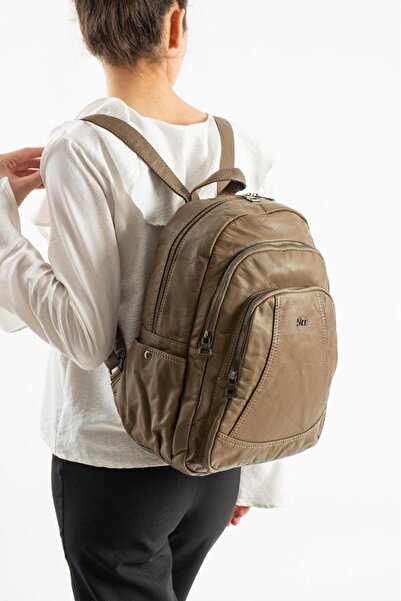 Baginn Y.S.Leather Women's Backpack 33*23 cm Vegan Leather Wash Faux Leather ...