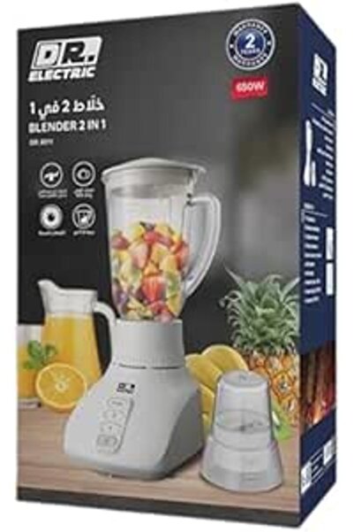 DR.ELECTRIC 2-in-1 Electric Blender with Grinder, 650W, 1.8L Capacity, Stainl...