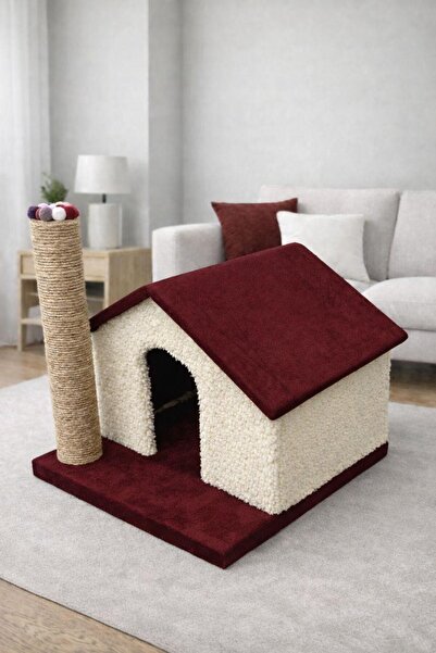 Pet Clup Lüx Tek Katlı Tırmalamalı Kedi Evi