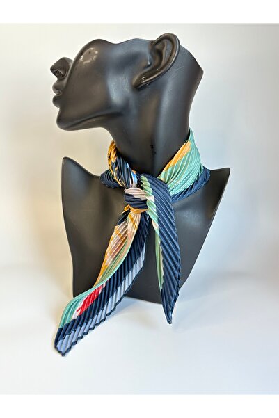 BHR AKSESUAR وشاح مربع منقوش بتصميم مطوي (45×45 سم)