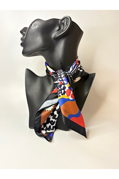 BHR AKSESUAR وشاح مربع منقوش (45×45 سم)