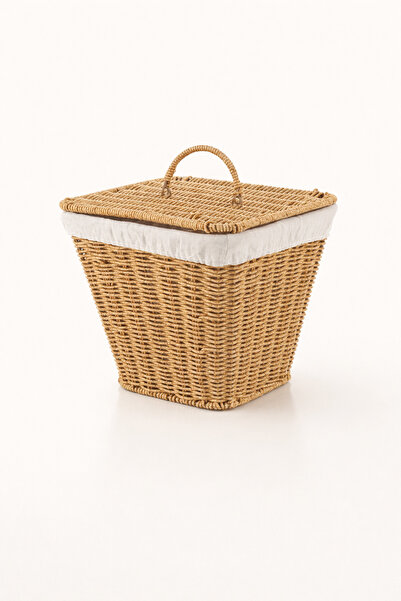 Mirilliahome Kapaklı Hasır Patates Soğanlık Kare Sepet Doğal Rattan Organizer