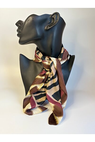 BHR AKSESUAR وشاح مربع منقوش (45×45 سم)