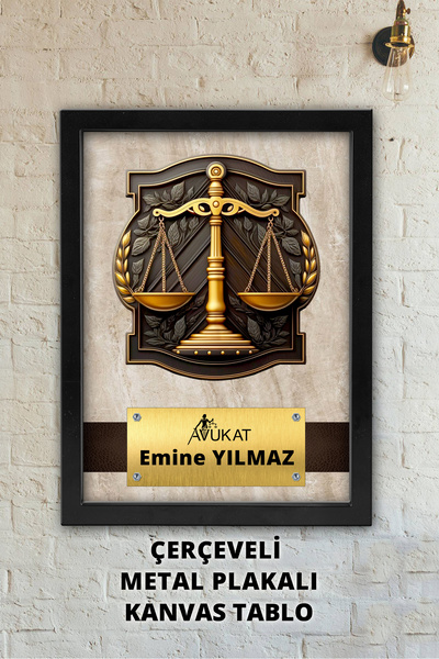 Atika Adalet Terazisi, İsme Özel Avukat Dekoru, Avukata Hediye / Çerçeveli - ...
