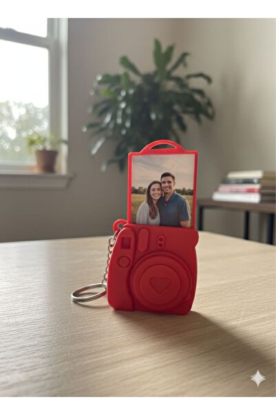 METAKEY3D Kişiye Özel Mini Retro Kamera Tasarımlı Fotoğraflı Anahtarlık Hediy...