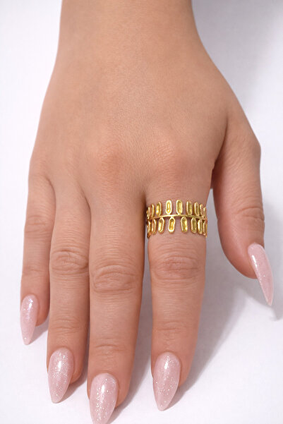liore dünyası Oval Chain Detailed Gold Color Adjustable Stainless Steel Women...