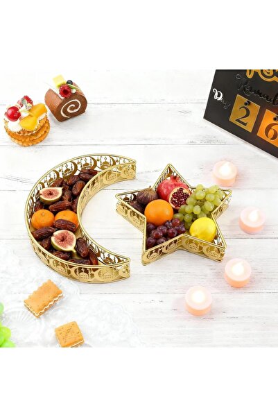 GENERAL Ramadan Moon and Star Tray, Castle Hollow Design, Tray Decoration, Re...
