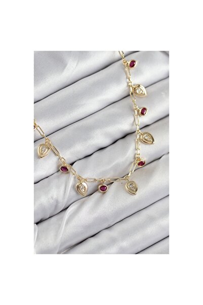 Clariss قلادة نسائية من حجر الزركون النحاسي متدلية على شكل قطرة باللون الذهبي