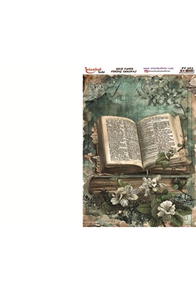 İstanbul Hobi Rice Decopage Paper 30X42Cm Pt-563 Book Flower
