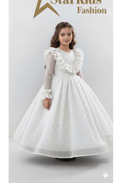 Star Kids Girls' White Princess Dress, Girls' Birthday Dress, Girls' Graduati...