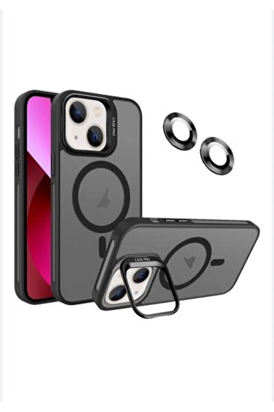 Cappy İphone 13 14 Uyumlu Magsafe Standlı Kaliteli Kılıf Lens Hediyeli