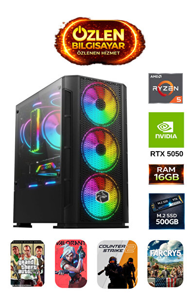ÖZLEN X1 - Ryzen 5 5500 | 16GB Ram | 500GB M.2 SSD | RTX 5050 8GB Oyuncu Masa...