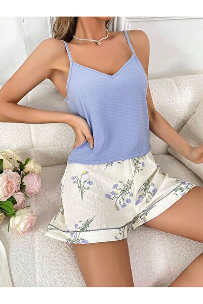 İntive Lingerie Women's Floral Patterned Shorts Nightgown Set 5100