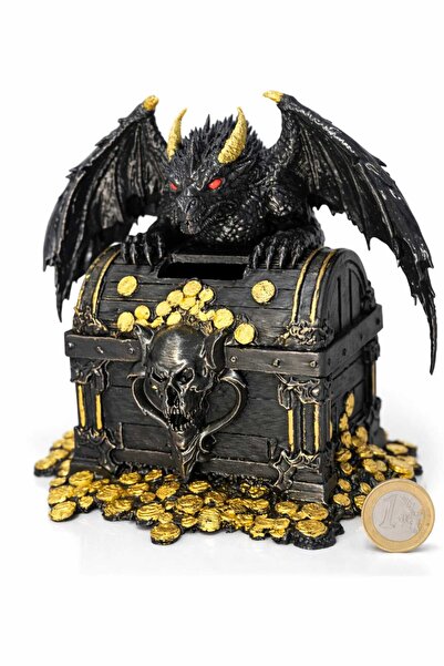 GEZEGENX Kumbara, Özel Tasarım Fantastik Ejderha, Dragon Figürlü Hazine Sandı...