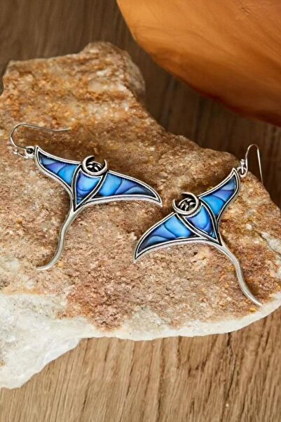 Karakedi Silver Double Blue Devilfish Dangle Earrings