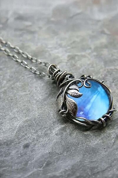 Karakedi Silver Ivy Blue Moon Stone Necklace