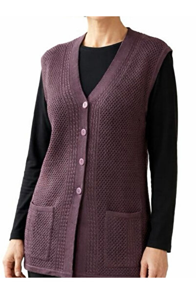 tiriTEK TRİKO Vestă pentru mamă cu model tricotat din păr mercerizat / Liliac