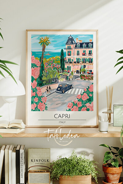 tablodea Pinterest Retro Capri Italia City Painting TD Poster înrămat cu tema...