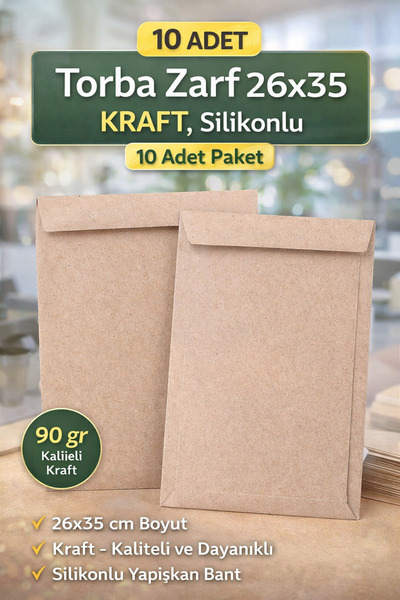 ANI OFİS KIRTASİYE A K Torba Zarf 26x35 cm Kraft | Silikonlu Yapışkanlı – 10 ...