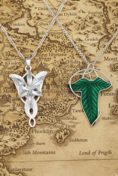 Karakedi Lord of the Rings Green Lorien Brooch Necklace and Arwen's Evening S...