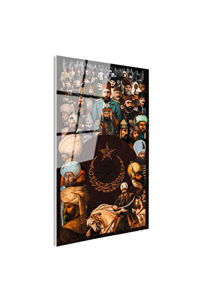 Tablofest Tamperli Gerçek Cam Tablo Osmanlı Padişahları Kolajı Osmanlı Tablos...