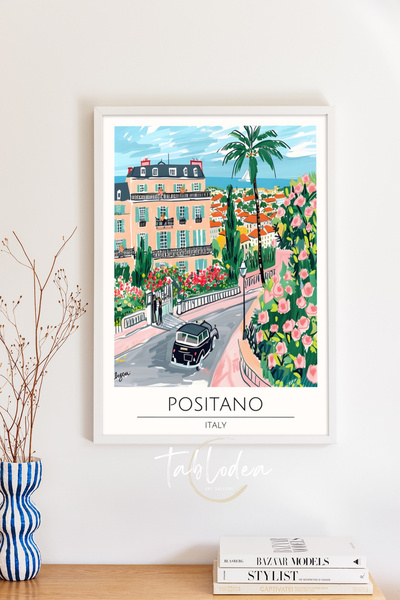 tablodea Pinterest Positano Italia Tablou urban TD Coasta Amalfi în stil medi...