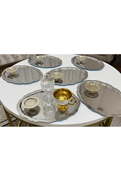 Elzemm store Two Models of Steel Oval Trays, 6 Pieces Each, and Silver Plated...