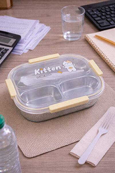Generic A cute cat-themed food storage container that is practical and lightw...