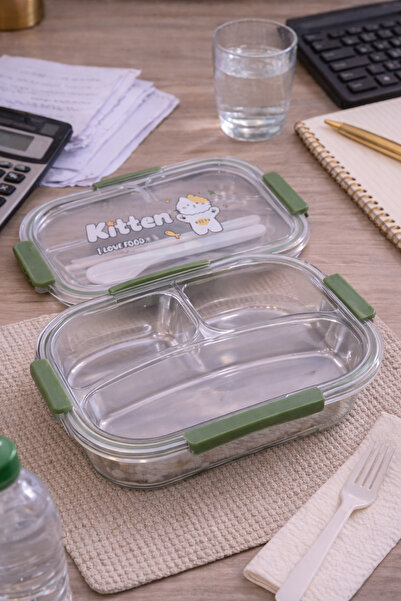 Generic A cute cat-themed food storage container that is practical and lightw...