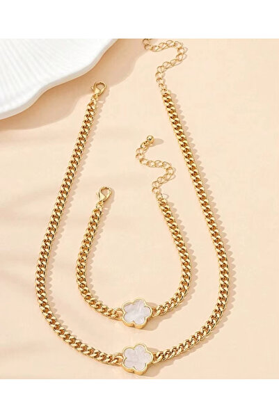 Kracer 18K Gold Plated Necklace and Bracelet Set, with White Zirconia Stones,...