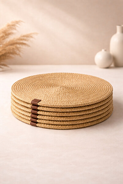 Aguila Home Hasır Jüt Supla 6'lı Set Amerikan Servis - Lüks Amerikan Servis