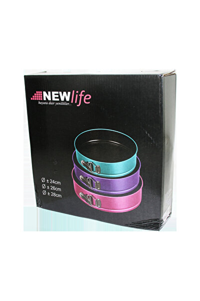 VANCH 3 Pieces Round - Colorful Clamped Metal Cake Mold 24-26-28cm (5264)