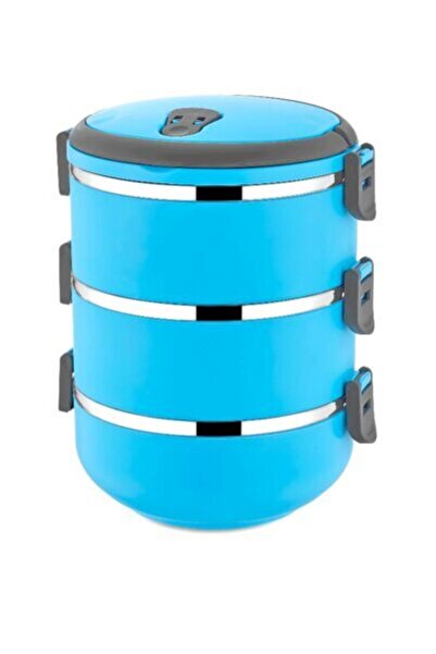 VANCH Sefer Tası Food Thermos Storage Container Thermos 3-Piece - Blue (5264)