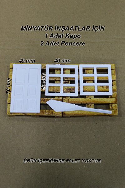 BLACKONECLASS Minyatür İnşaatlar İçin 1:16 Ölçek Boyanabilir Kapı Pencere, 3D...
