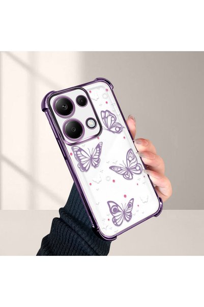 NO BRAND Xiaomi Poco M6 Pro 4g Compatible Stylish Butterfly Pattern Shockproof Phone Case