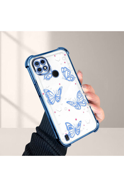 NO BRAND Realme C21 Uyumlu Şık Kelebek Desenli Darbeye Dayanıklı Telefon Kılıfı