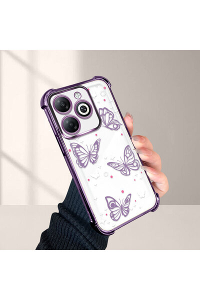 NO BRAND Tecno Spark 20/20C Uyumlu Şık Kelebek Desenli Darbeye Dayanıklı Tele...