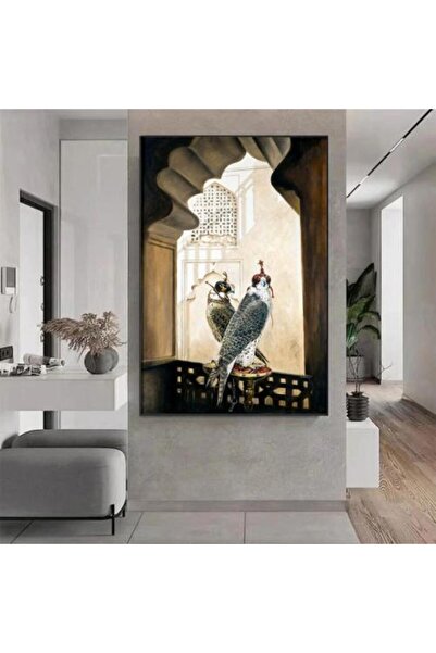 lawhat لوحات فنية مطبوعة صقر على قماش الكانفس موديل ( 2600)