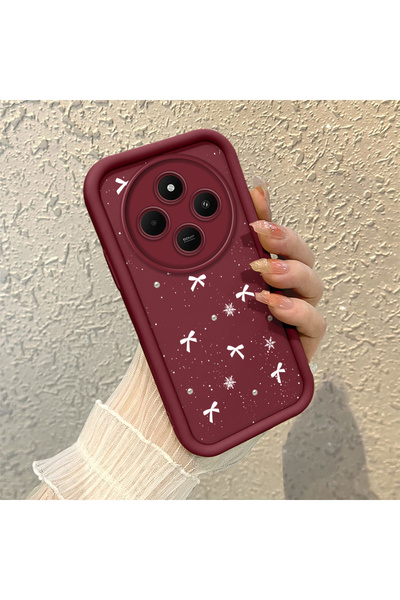 SLIMFELT جراب سيليكون أنيق عالي الجودة بلون أحمر داكن لهاتف ريدمي 14C 4G، يمت...