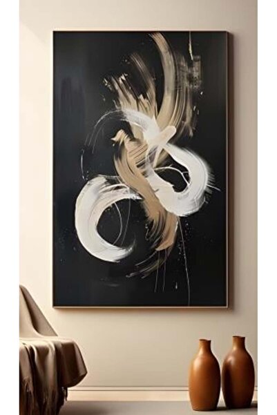 lawhat لوحة ديكور منزلي تجريدية الوان درجات الاسود والبيج والابيض مطبوعة على ...