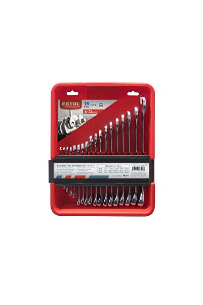 Extol Premium Combination wrenches 6-24mm, EXTOL PREMIUM, 6351, CrV, 18 pieces