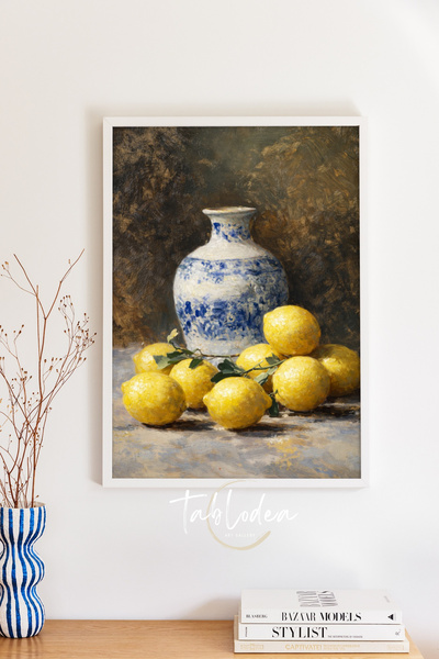 tablodea Natură moartă artistică cu lămâi Pictură vintage TD Stil clasic de p...