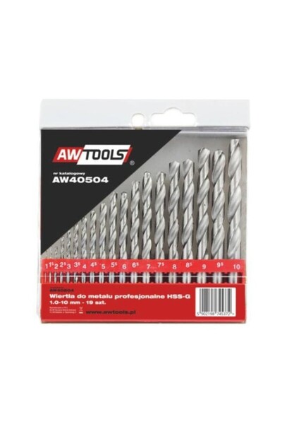 AwTools Metal drill bit set, AW41203, 1.0-10.0mm, 19 pcs