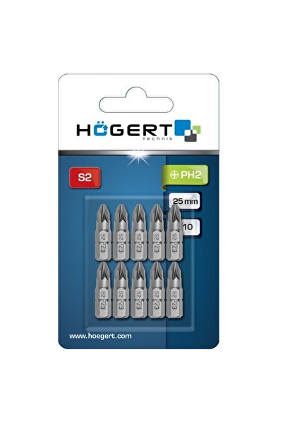 Hogert Set of 10 screwdriver bits, Hogert, PH2, 25mm, in blister