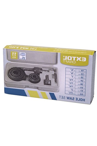 EXTOL CRAFT Set de carote Extol cu ​​11 piese, 19-64 mm, pentru lemn, gips-carton, plastic, 1806