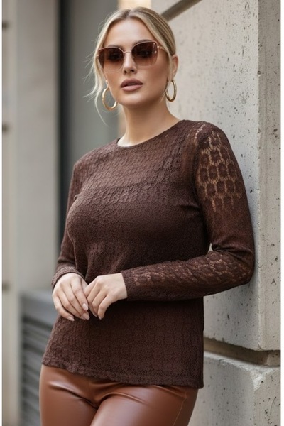 FOR ESRA BIG TREND Жіноча велика розмір квіткова в'язка мереживна довга рукав...