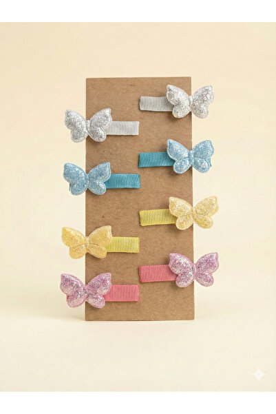 Jeevee Kız Çocuk Kelebek Toka Simli 2 Set 4 Adet Klipsli Toka