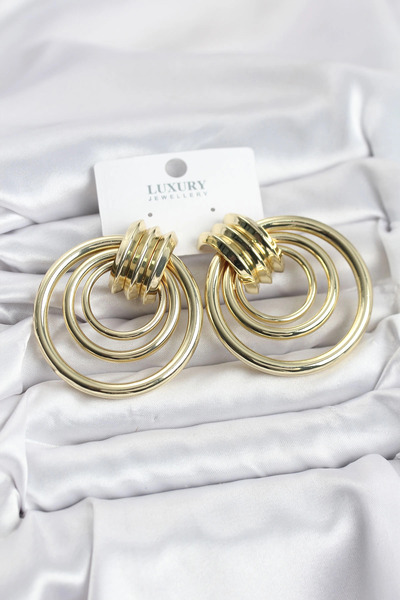 Epilons أقراط نسائية من نحاس بي إف إس باللون الذهبي على شكل حلقة