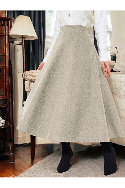 nedo7 Zippered bell bottom skirt - beige